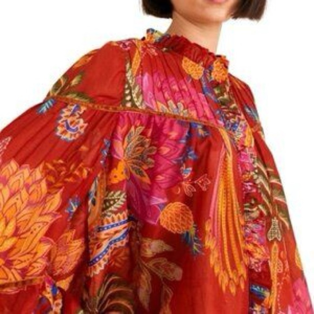 Farm Rio Vibrant Mystic Bush Blouse XS Pre Owned